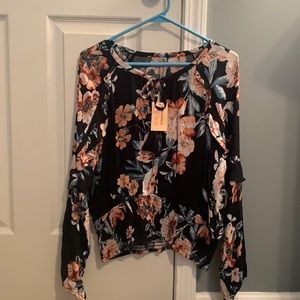 Black & Orange Floral Blouse